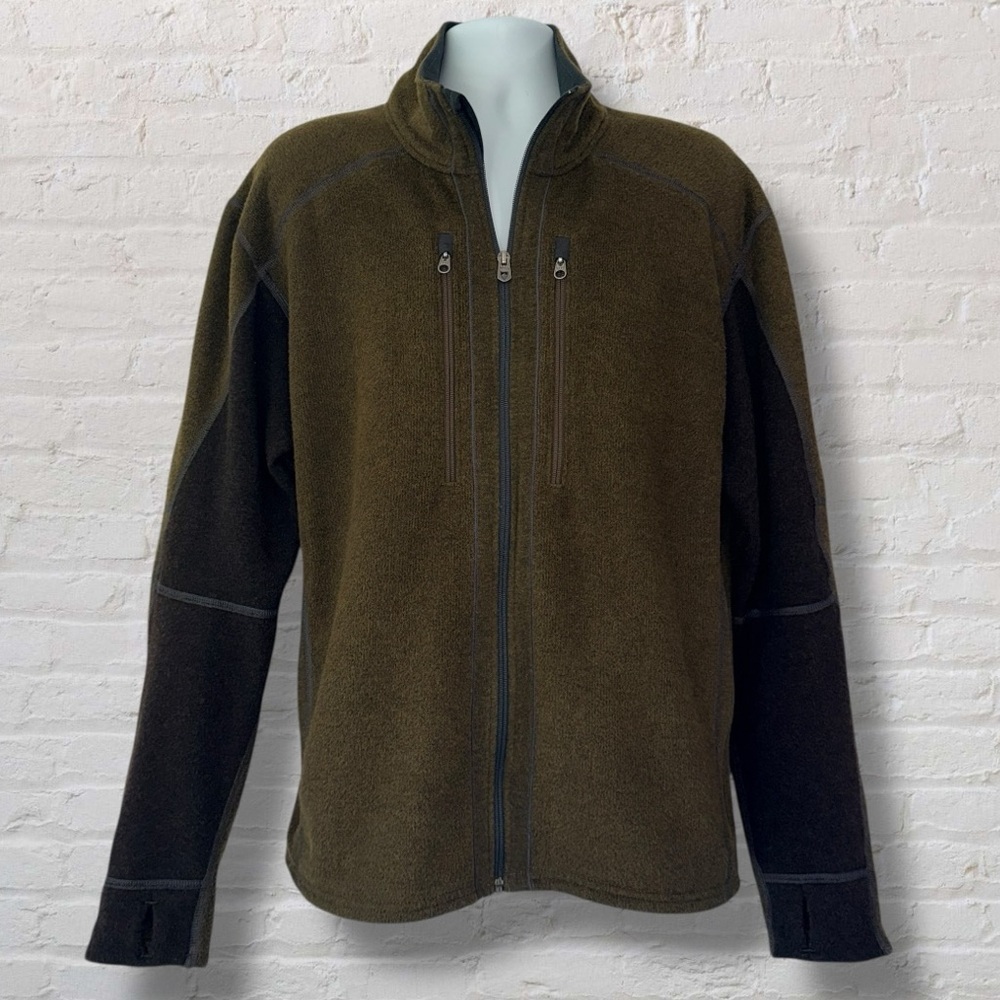 KÜHL Alpaca Kashmira Fleece Olive/Brown Jacket XXL Full Zip Performance Outdoor
